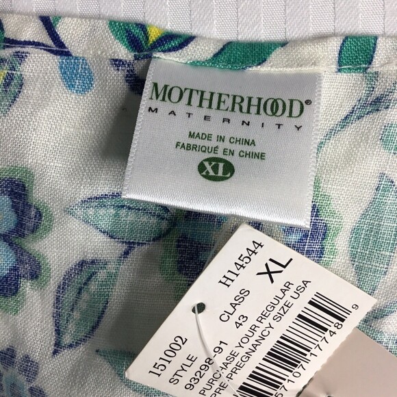 NWT Motherhood Maternity Linen  Sleeveless Cross Tank Top Floral Blue Size XL - Picture 3 of 12